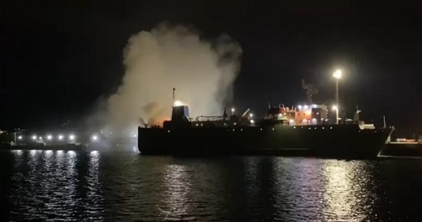 Incêndio atinge navio com gado no Porto