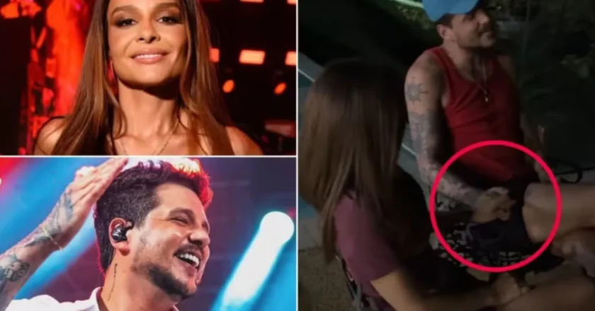 Maiara e cantor sertanejo trocam olhares e beijos no palco