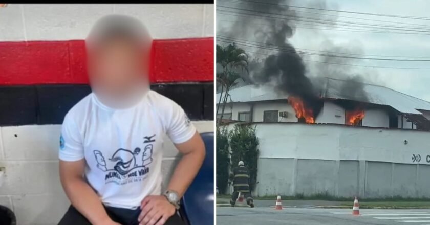 Homem é internado com transtornos psíquicos após incêndio em escola