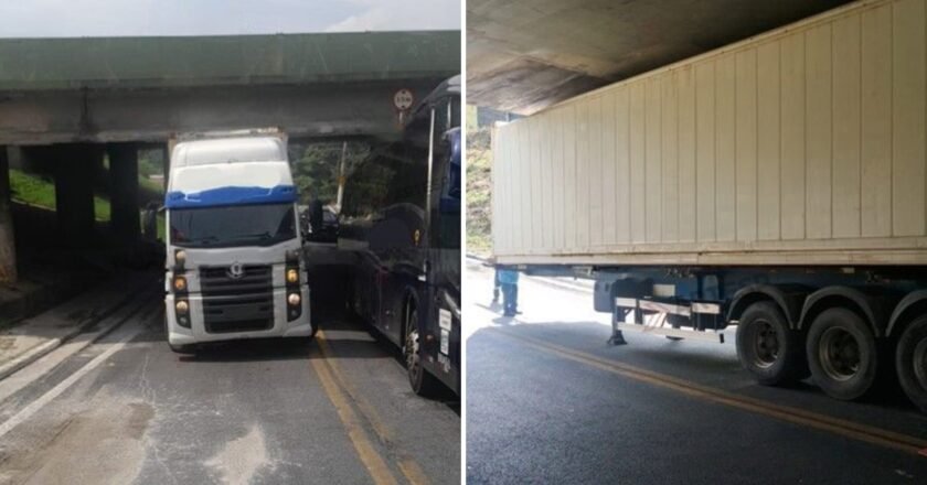 Carreta bloqueia alça de acesso na rodovia dos Imigrantes