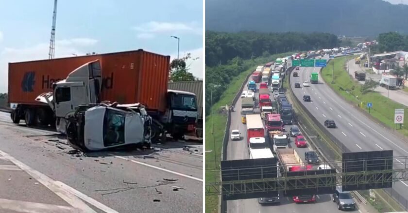 Colisão bloqueia tráfego em Cubatão, gerando 8km de congestionamento