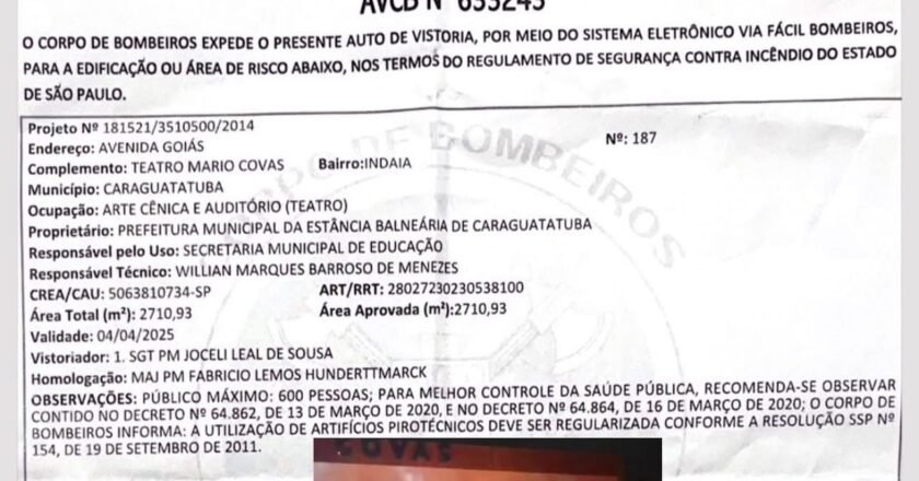 Teatro Mario Covas opera irregularmente em Caraguatatuba