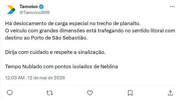Carga especial atravessa planalto em direção ao Porto